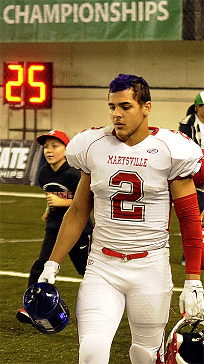 Killian Page gets ready for the semifinal game against Bellevue. Page