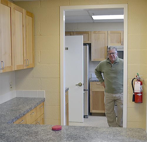 Marysville Parks Director Jim Ballew stands in the new kitchen at the Ken Baxter Community-Senior Center. Funding was provided by the Stillaguamish Tribe. The entire facility was redone after a sewage problem five months ago.
