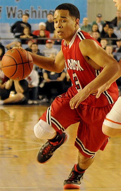 Bryce Juneau of Marysville-Pilchuck scored 8 points in today's loss.
