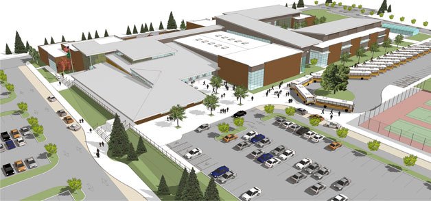 An overhead view of the proposed new Lakewood High School facility.