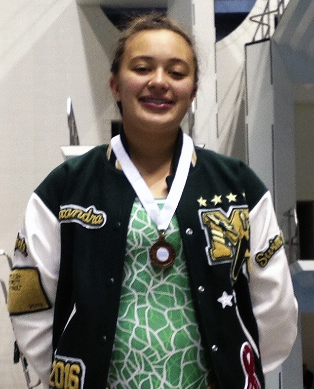 Alexandra Pimentel of Marysville Getchell placed third in the dives at the 3A state swim meet Nov. 14.