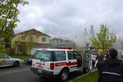 The ladder company from Marysville's Shoultes fire station