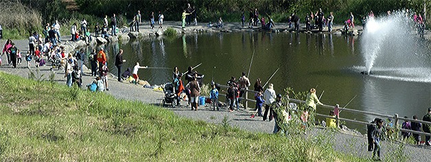 Hundreds of people turned out for the annual free kids fishing derby at the stocked pond at Jennings Memorial Park in Marysville.