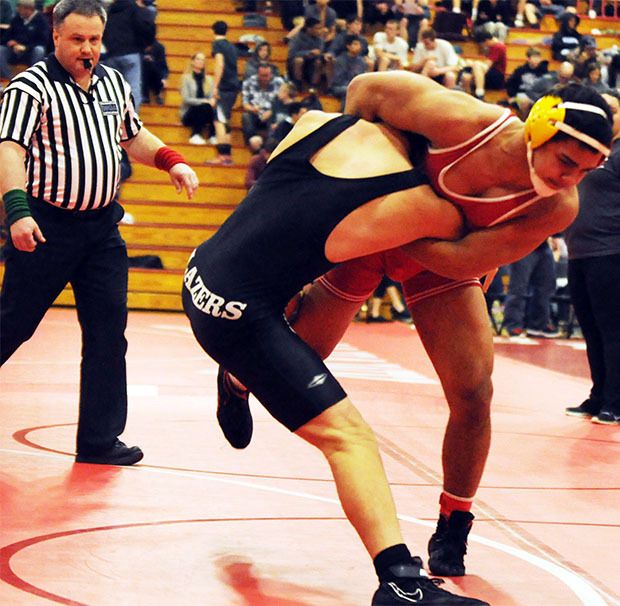 Marysville-Pilchuck's Killian Page working his opponent to the mat.