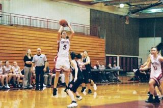 M-P forward Shaelei Lucas shoots from afar during the Tommies 57-44 victory Dec. 1 at the Jim Linden Fieldhouse in Marysville.