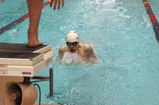 Tomahawk freshman Spencer Girard swims the breaststroke portion of the boys 200 medley relay. The M-P team of Girard