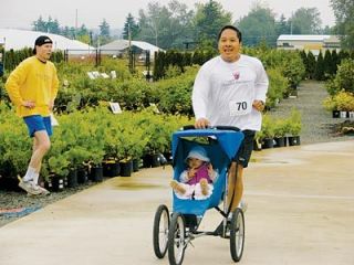 Mike Osotio took daughter Camille along as he ran the Berry Runs 5k.