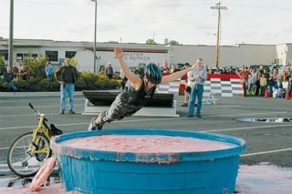 Roy Robinsons Christina Trainor clearly practiced her form for the dive into the pool of Jell-O that marks the end of a relay leg.