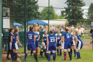 Team Washington goes through their pre-game cheer to get themselves pumped up before their July 29 game with Team Oregon.
