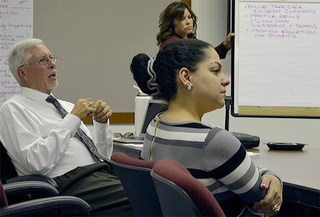 Marysville School Board Member Pete Lundberg talks about legislative priorities at a recent work session.