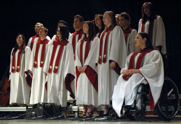 The Marysville-Pilchuck High School Choir performs during the Kenneth J. Ploeger Kiwanis Memorial Scholarship Concert on March 8.