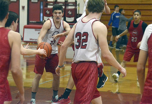 Josh Bevan participates in a drill at a recent practice.