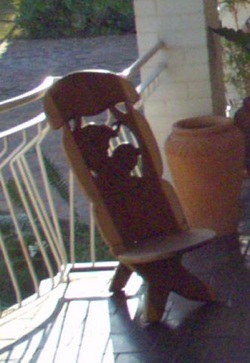 The hand-carved wooden chair stolen off of Marysville resident Kris Raymond's front porch July 24 was part of a custom-made 'his and hers' set that she and her late husband purchased while living in Africa together.