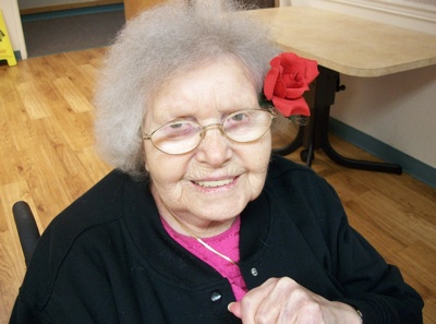 Jean Glab is all smiles on her 100th birthday.
