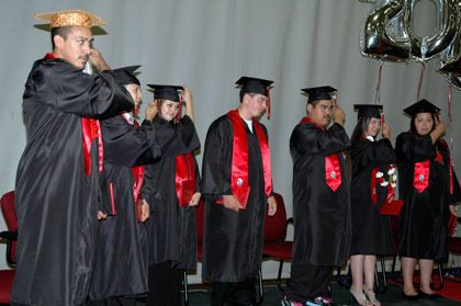 The Tulalip Heritage High School Class of 2010 turn their tassels after receiving their diplomas June 12.