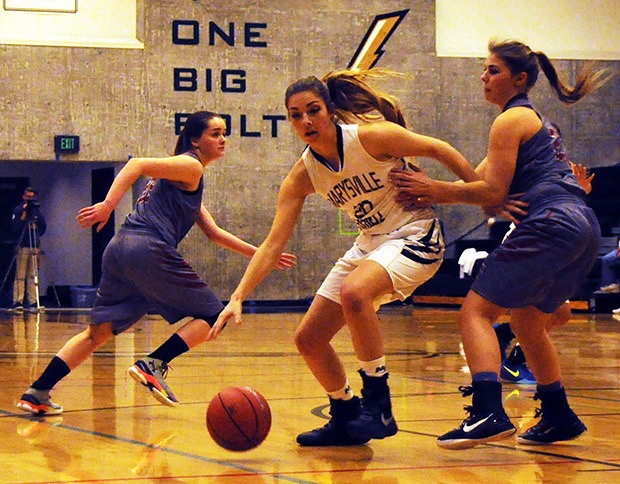 Marysville Getchell's Carly Wika dribbles the ball.