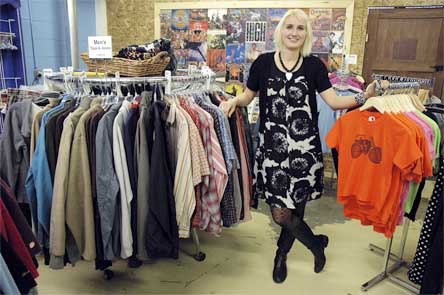 Patricia Schoonmaker hopes to provide her shoppers a colorful store environment at Trusty Threads.