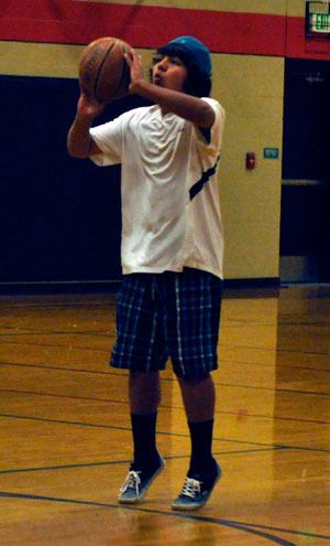 Dillon Carpenter shoots some hoops at the Tulalip Boys & Girls Club. Basketball is one of the club’s most popular sports.