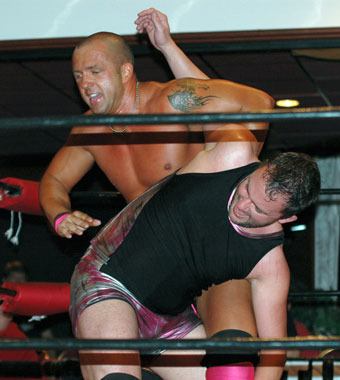 Ray Brooks tries to escape from Christopher Ryseck during a Tulalip Championship Wrestling bout held Saturday