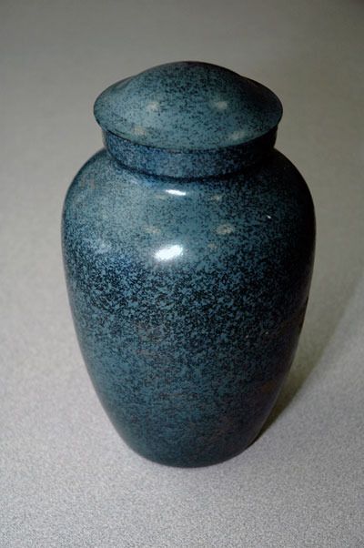 This 10-inch-tall screw-top urn was found in a ravine in the 10400 block of Shoultes Road April 22.