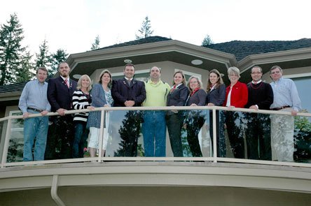 The five young professionals sent by Rotary District 4730 in Brazil to take part in the Group Study Exchange are flanked by the members of their Marysville Rotary host families. From left