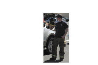 Brendan Magee was one of the many Marysville firefighters who braved some hot afternoon sun