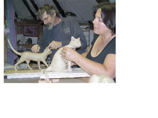Mark Stevenson and Sarah Ohman sculpt Library Cat in their Port Townsend studio