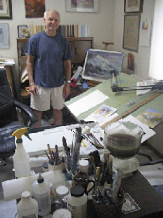 Art Dujardin prepares for a solo show at Solovei Art Gallery in Everett with a new body of work featuring abstracts in watercolors.