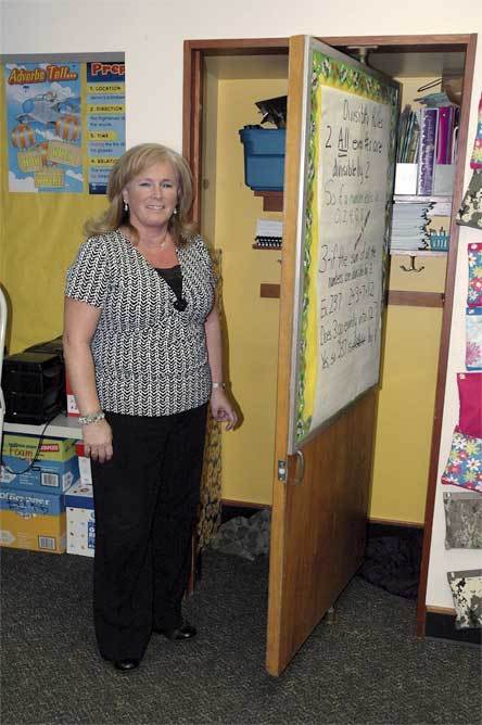 Liberty Elementary teacher Cheryl Bertagni is worried about her students getting their fingers caught in the closet doors of her classroom.