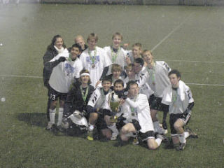 The Lakewood boys beam after winning their a club soccer state championship. The team is made up of Grant Bacus