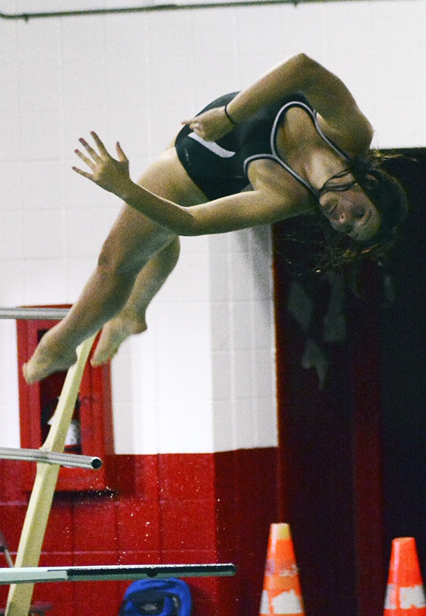 Brandon Adam/Staff PhotoLexi Kilbourn of Marysville Getchell in mid-dive.