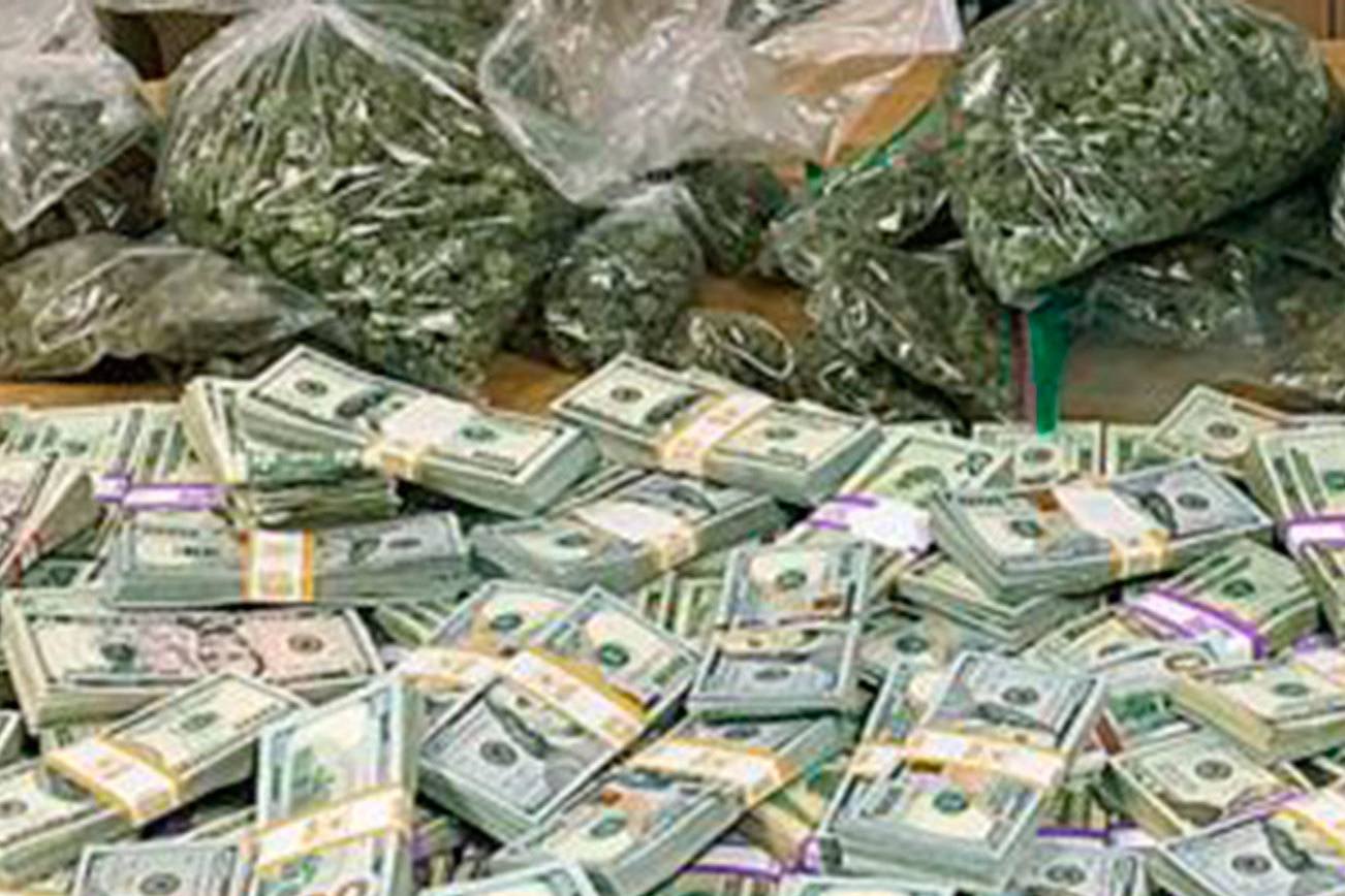 A portion of the almost $1 million and marijuana that was confiscated. (King County sheriff’s photo)