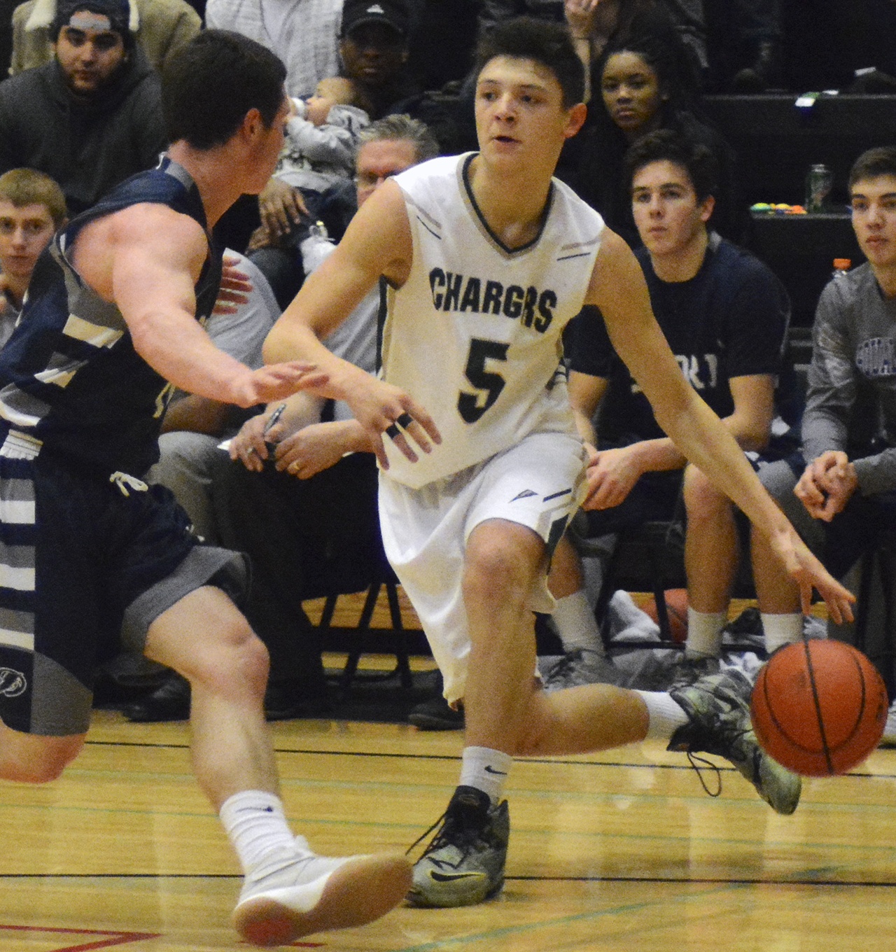 Cody Day of Marysville Getchell dribbles the ball.                                Brandon Adam/Staff Photo