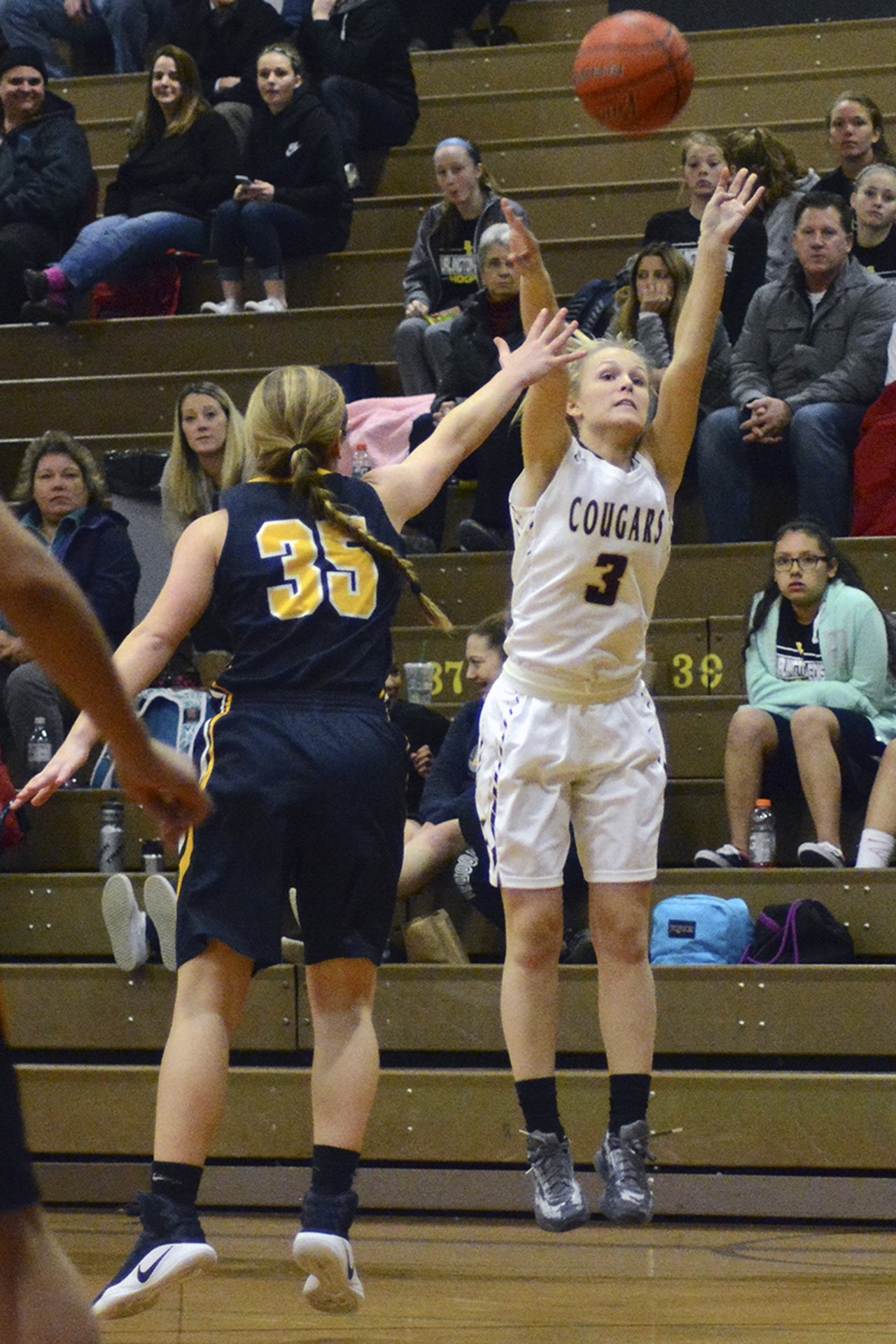 Lakewood&rsquo;s Emily Senyitko launches a 3-pointer. Brandon Adam/Staff Photo