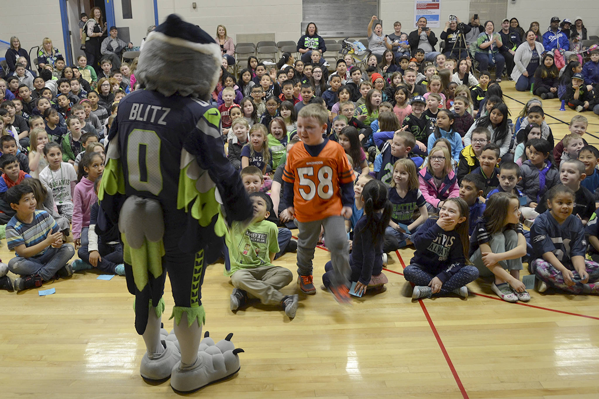 Blitz provides Seahawks power at M’ville school assembly