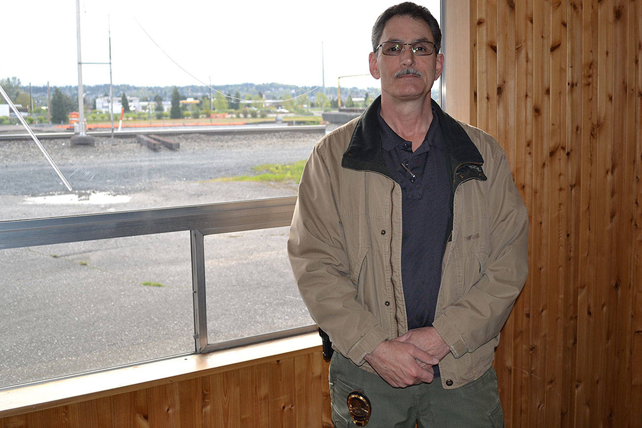 Steve Powell/Staff Photo                                 Assistant police chief Jeff Goldman hopes the new annex that overlooks Ebey Waterfront Park will reduce problems there.