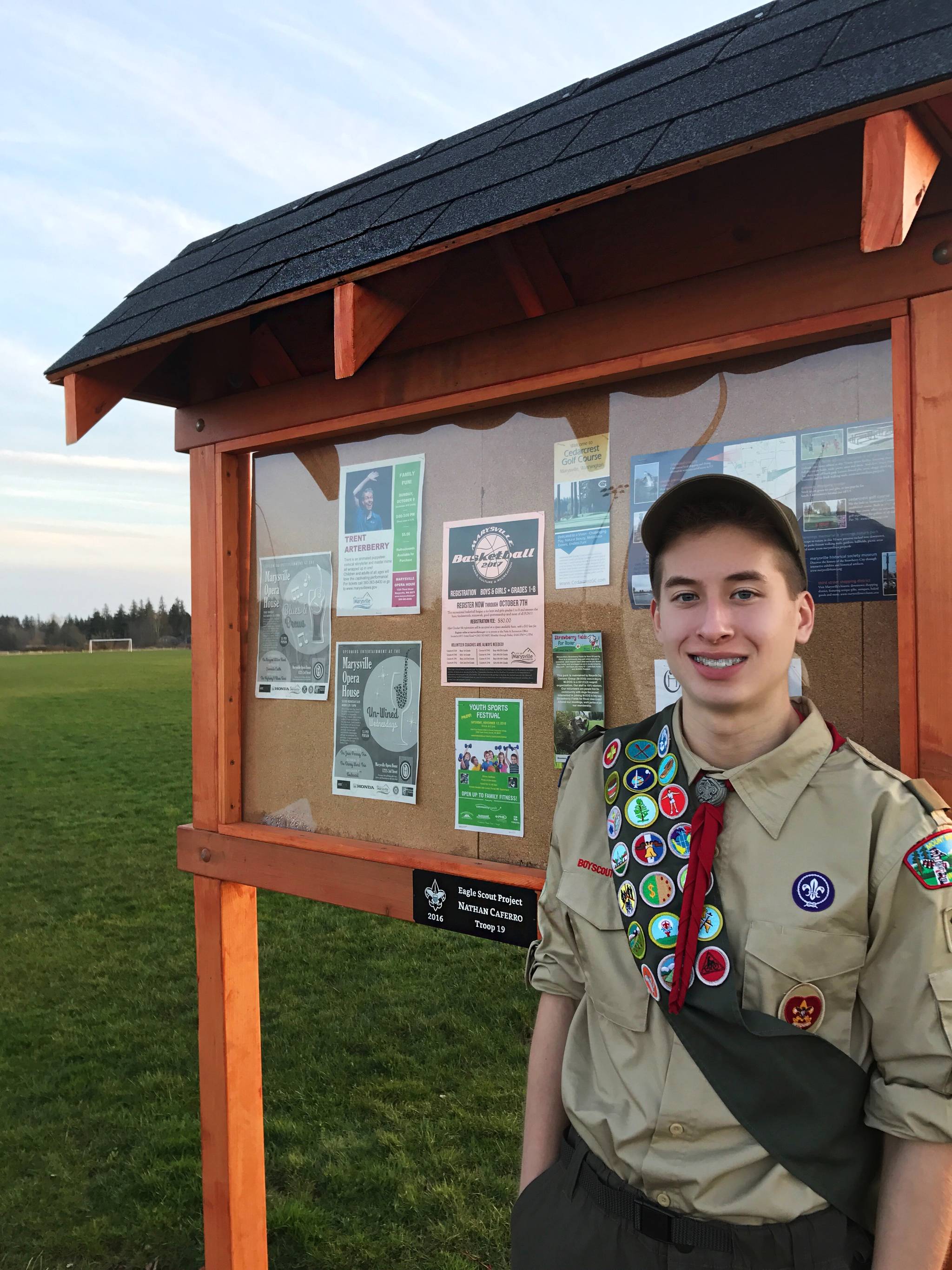 Kiosk at soccer field earns teen Eagle Scout status