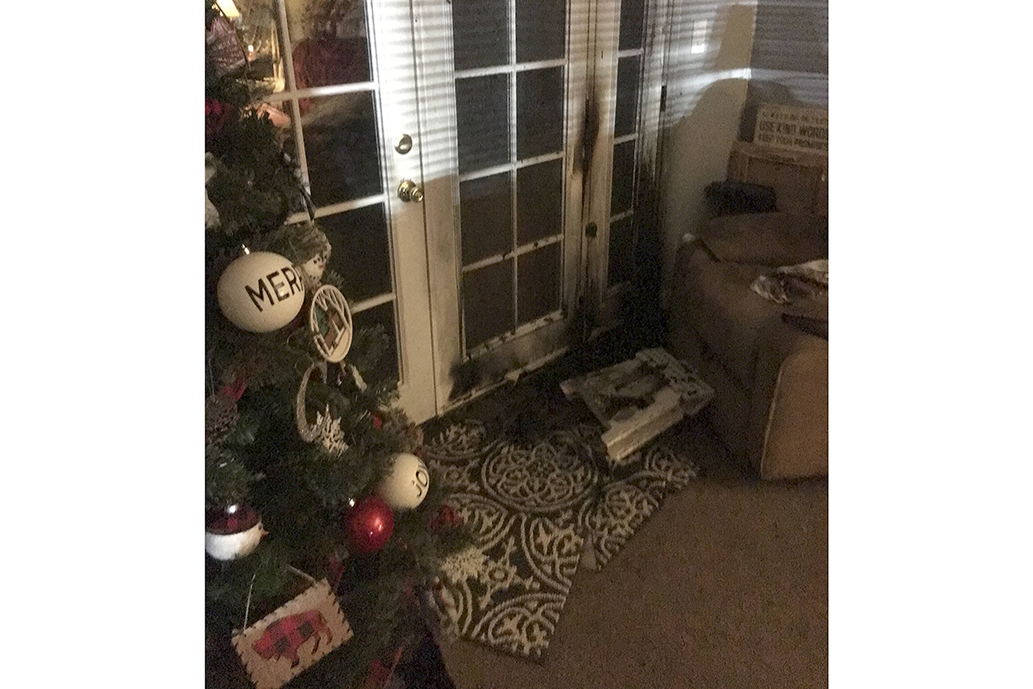Christmas tree catches fire