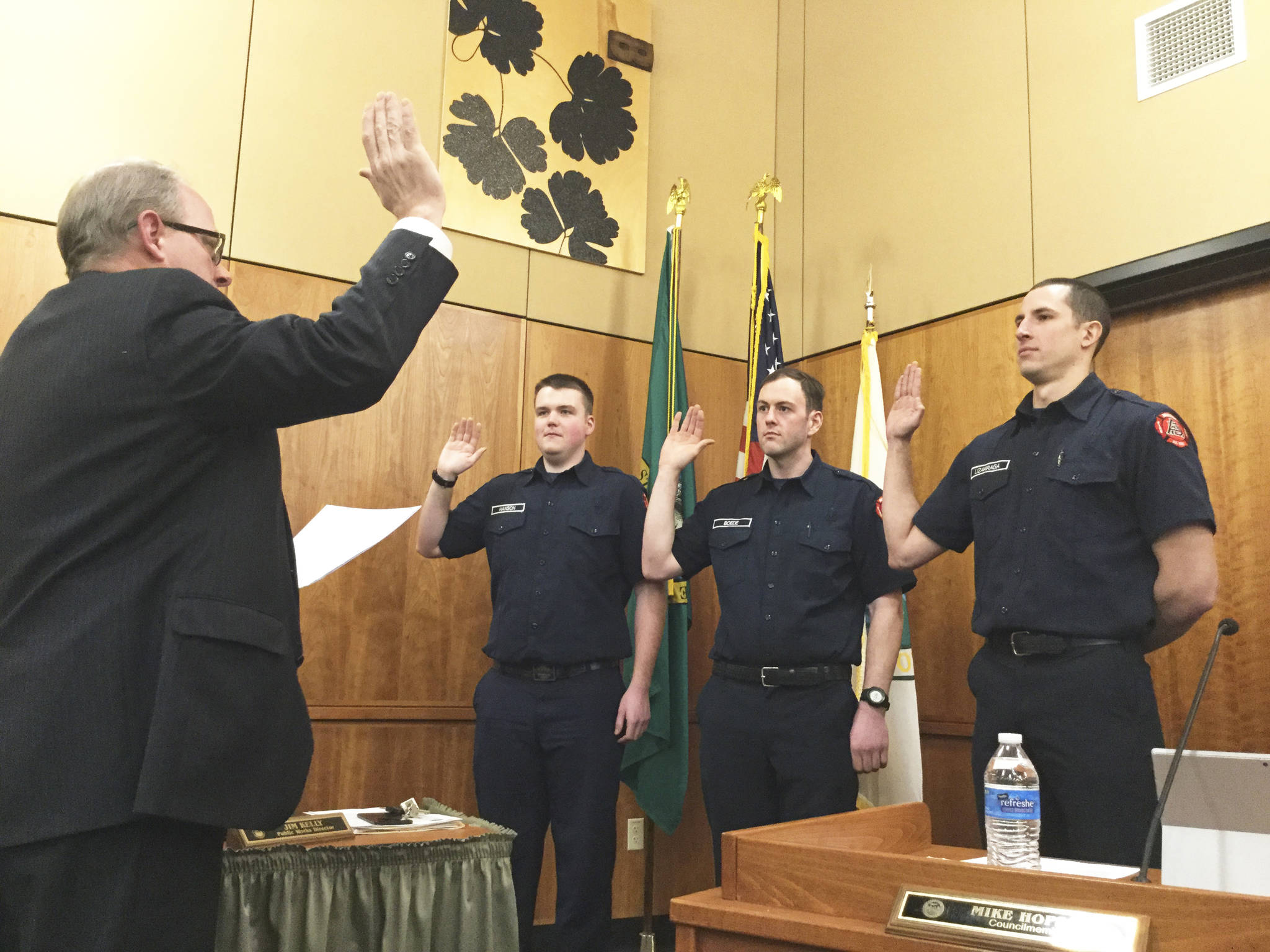 Arlington welcomes newest full-time firefighters Zachary Hanson, Aaron Boede and Paul Lizarraga