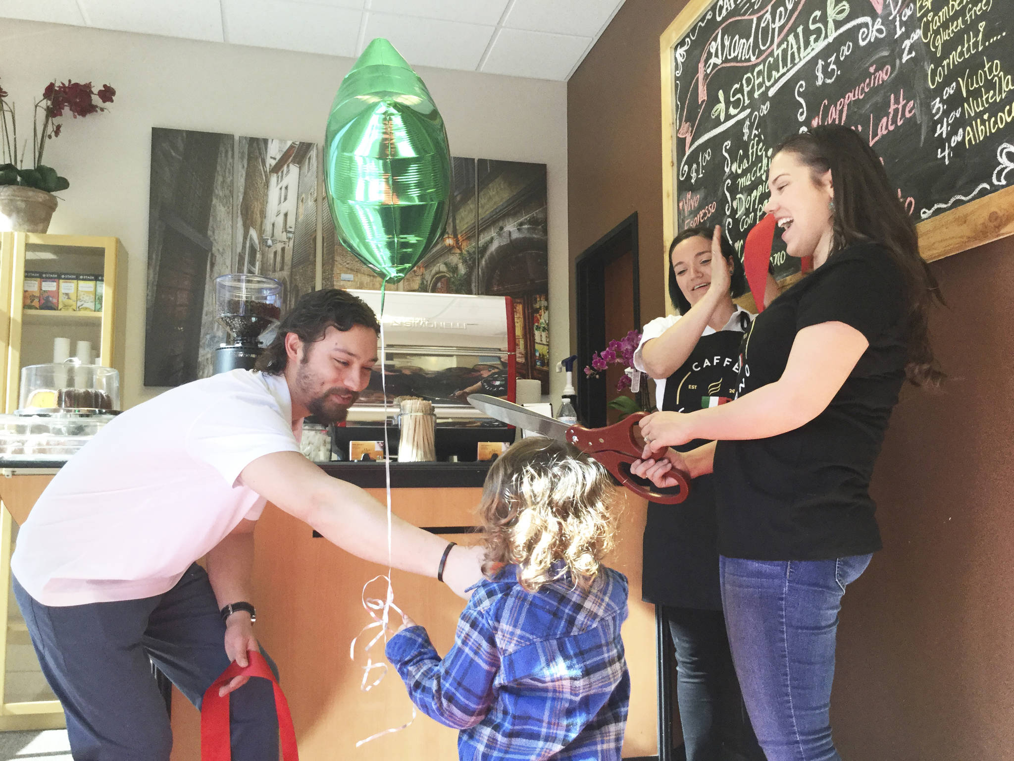 Antonio and Kiersten Baiamonte had a little help from their three-year-old son, Giacomo, celebrating the grand opening of Caffe Italiano, their new business located in the Stilly Valley Collective at 103 E. 3rd St. in Arlington. The Baimontes already have office space in the building for their Bio-Monte Tours of Italy.