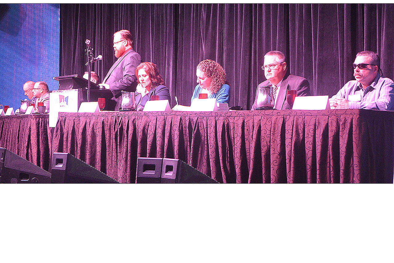 Candidates at the Election Forum at the Tulalip Casino. (Steve Powell/Staff Photo)