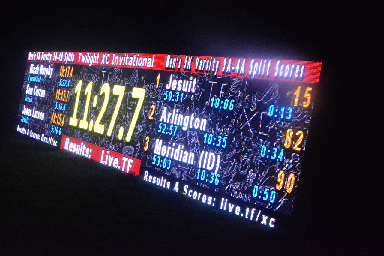 Results were shown in real time as soon as the runners finished. (Steve Powell/Staff Photo)