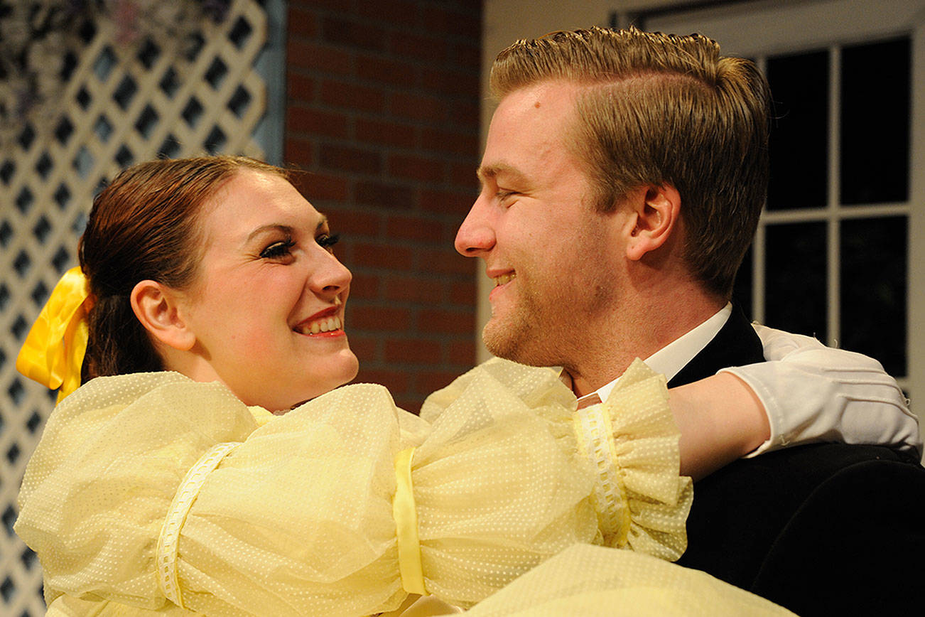 Cecily (Karli Reinbold) falls for the dashing Algernon (Kennan Miller) in Oscar Wilde’s “The Importance of Being Earnest.” (Courtesy Photo)