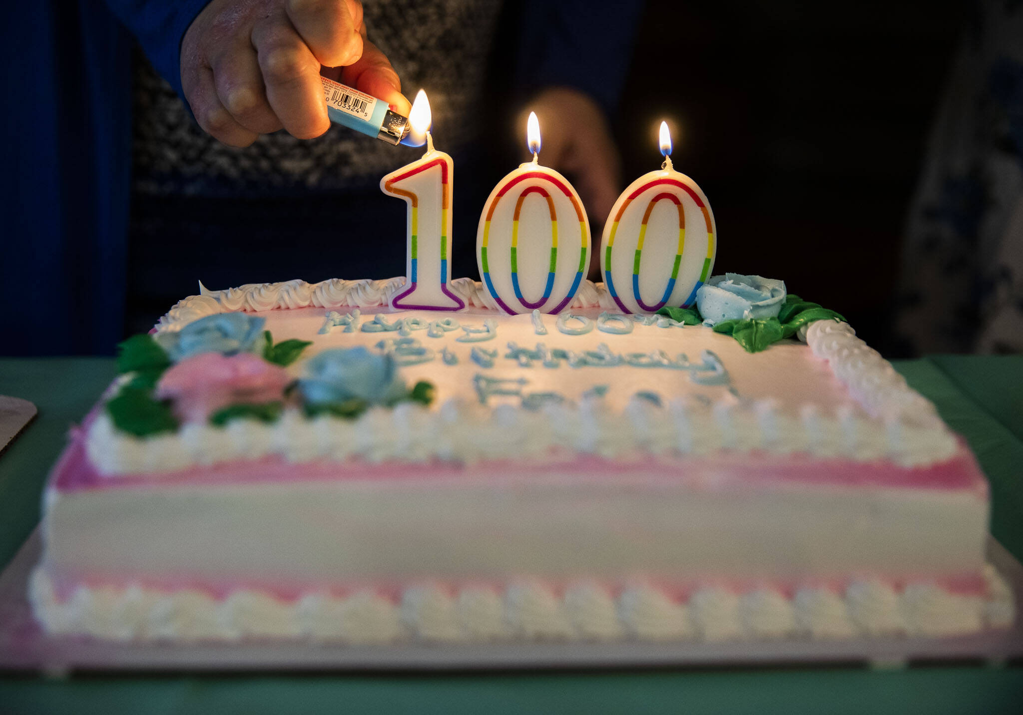 Ferne Ullestad tured 100 on April 6, and her many friends and family gathered to honor her Saturday at the Marysville Historical Society. (Olivia Vanni / The Herald)