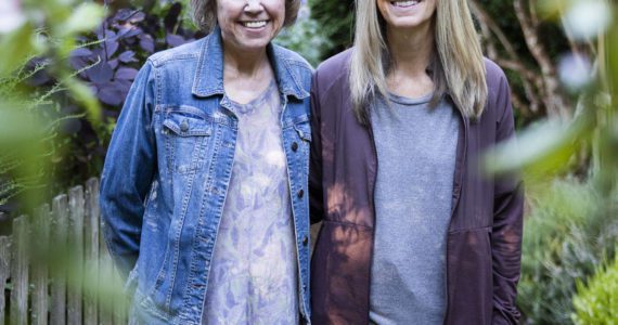 Diane Tillman, left, with Susan Kasch, her kidney donor, at Jennings Memorial Park on Wednesday, in Marysville. (Olivia Vanni / The Herald)
